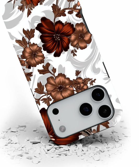 Double-Layer Semi-Handprinted Tough Matte Flowers iPhone Case