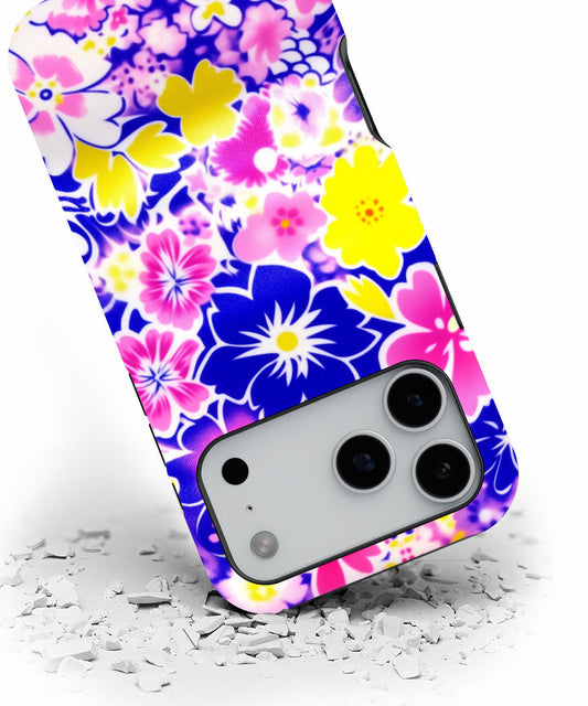Double-Layer Semi-Handprinted Tough Matte Flowers iPhone Case