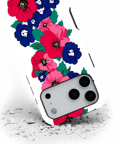 Double-Layer Semi-Handprinted Tough Matte Flowers iPhone Case