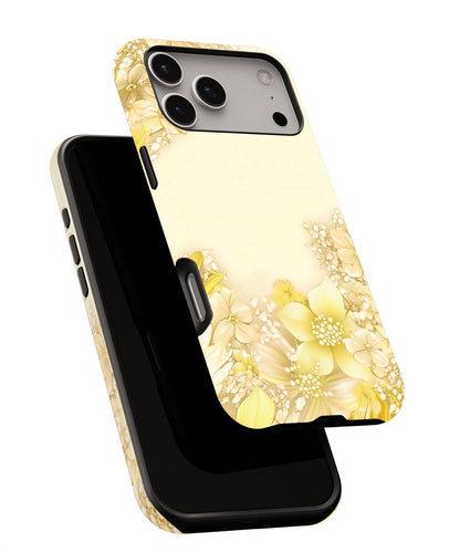 Double-Layer Semi-Handprinted Tough Matte Flowers iPhone Case