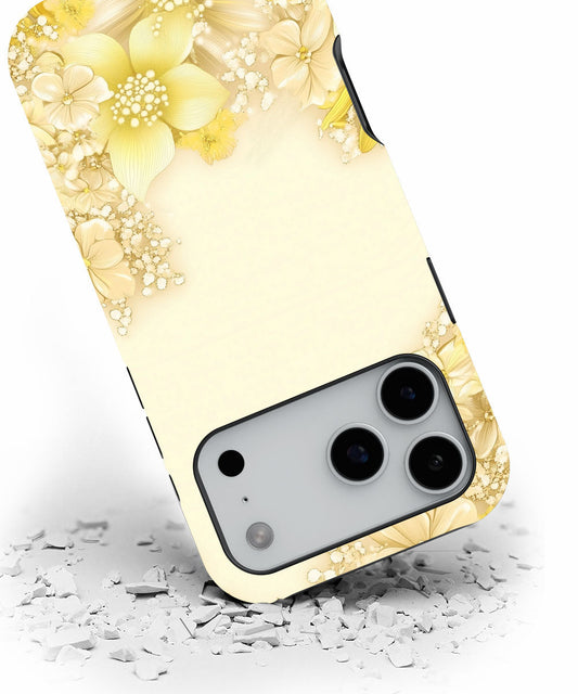 Double-Layer Semi-Handprinted Tough Matte Flowers iPhone Case