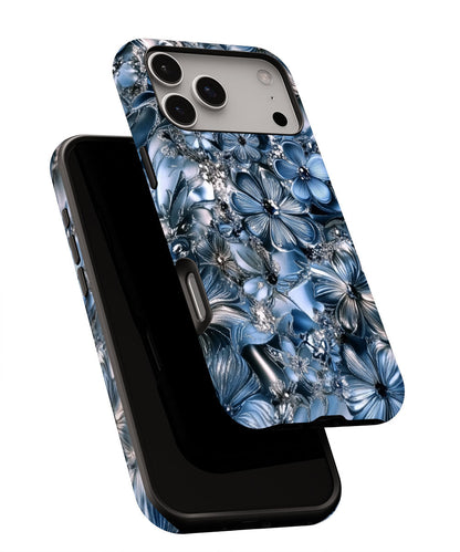 Double-Layer Semi-Handprinted Tough Matte Flowers iPhone Case