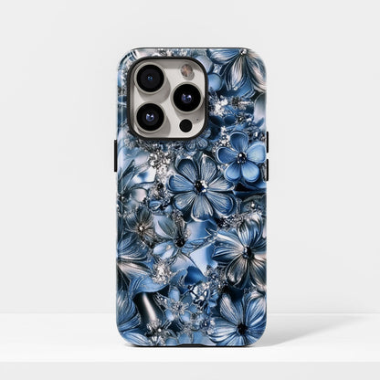 Double-Layer Semi-Handprinted Tough Matte Flowers iPhone Case