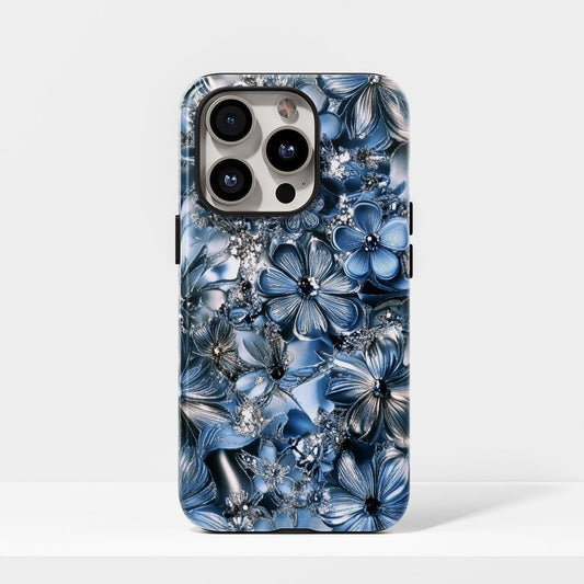 Double-Layer Semi-Handprinted Tough Matte Flowers iPhone Case