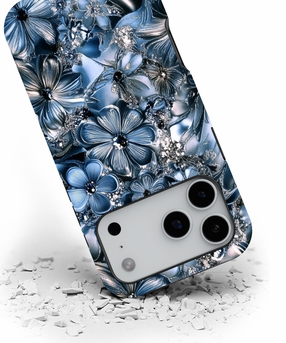 Double-Layer Semi-Handprinted Tough Matte Flowers iPhone Case