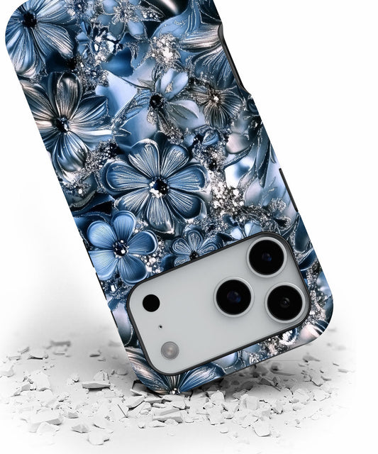 Double-Layer Semi-Handprinted Tough Matte Flowers iPhone Case