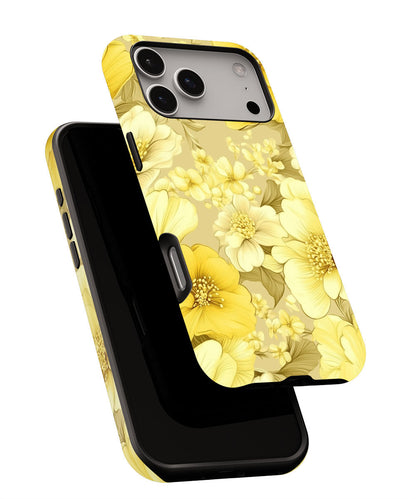 Double-Layer Semi-Handprinted Tough Matte Flowers iPhone Case