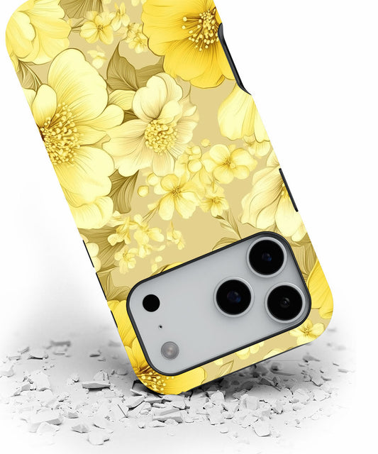 Double-Layer Semi-Handprinted Tough Matte Flowers iPhone Case