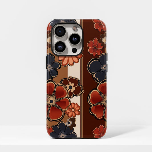 Double-Layer Semi-Handprinted Tough Matte Flowers iPhone Case