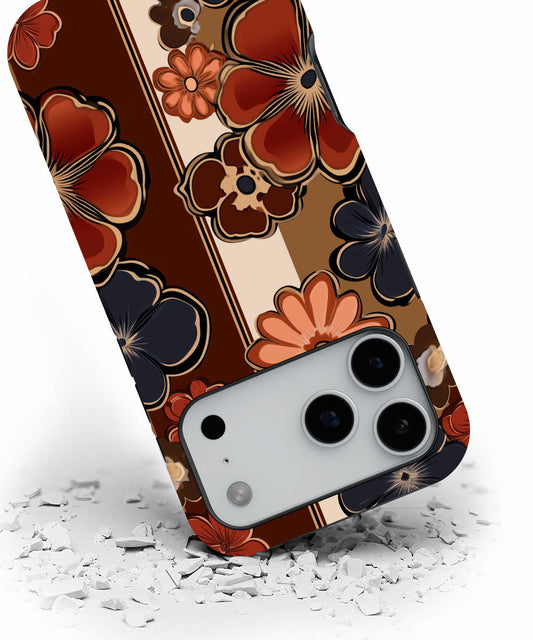 Double-Layer Semi-Handprinted Tough Matte Flowers iPhone Case