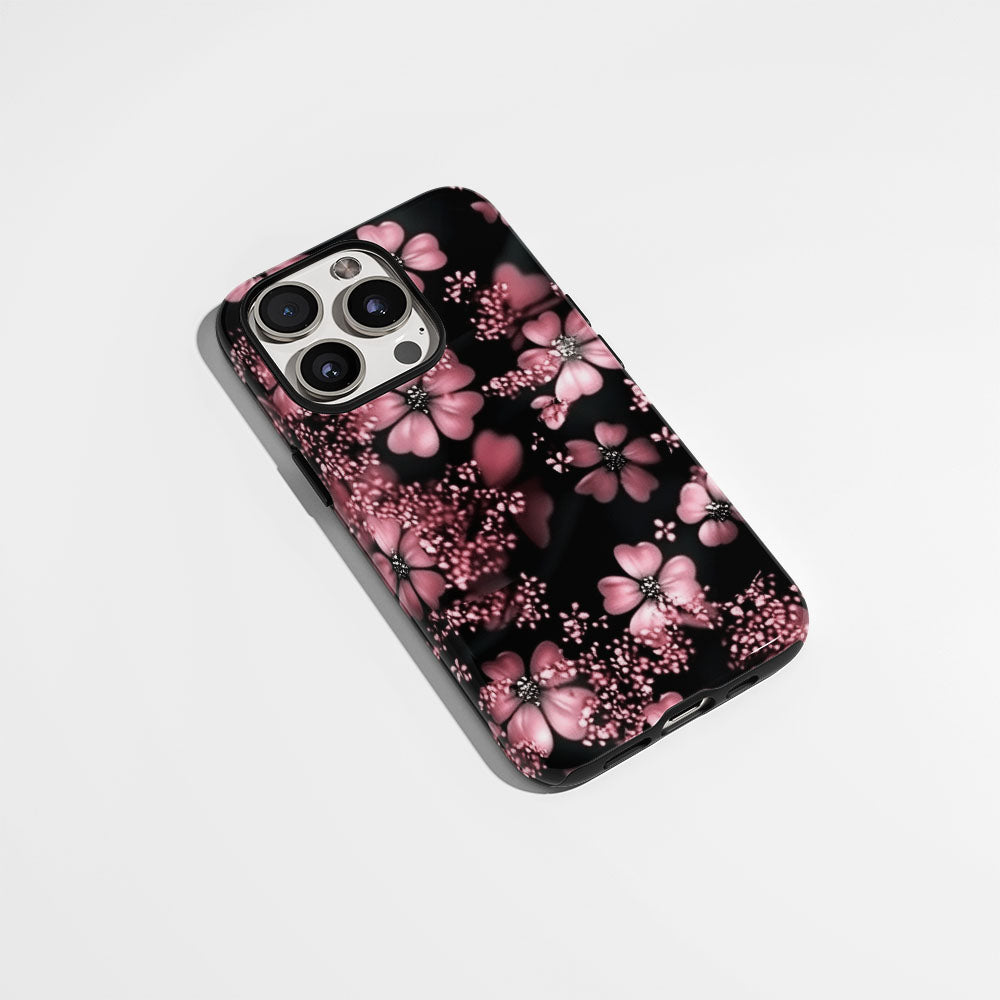 Double-Layer Semi-Handprinted Tough Matte Flowers iPhone Case