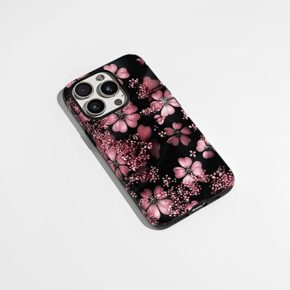 Double-Layer Semi-Handprinted Tough Matte Flowers iPhone Case