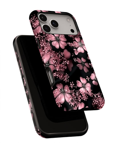 Double-Layer Semi-Handprinted Tough Matte Flowers iPhone Case