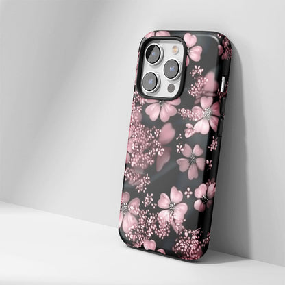Double-Layer Semi-Handprinted Tough Matte Flowers iPhone Case