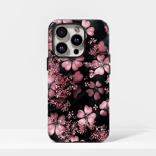 Double-Layer Semi-Handprinted Tough Matte Flowers iPhone Case
