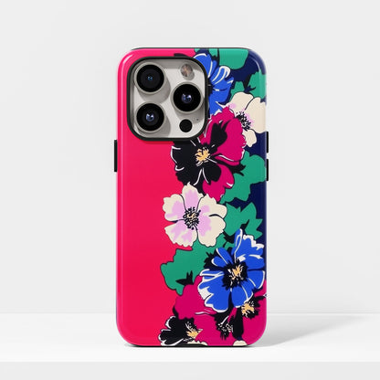 Double-Layer Semi-Handprinted Tough Matte Flowers iPhone Case