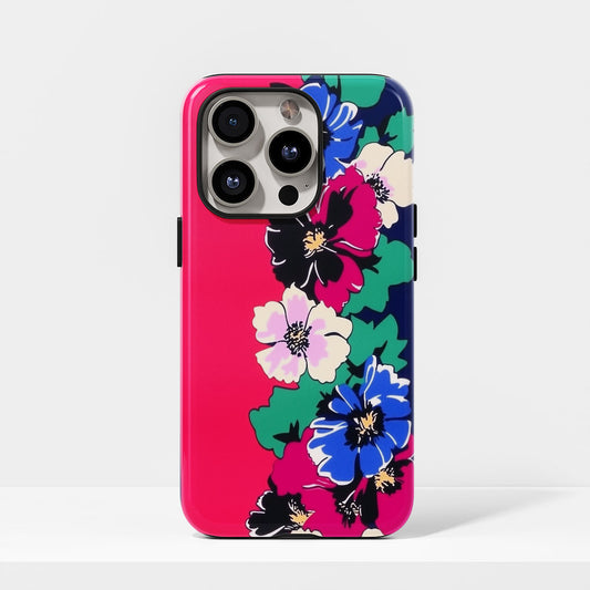 Double-Layer Semi-Handprinted Tough Matte Flowers iPhone Case