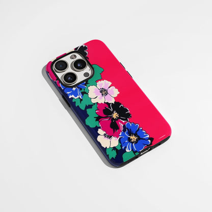 Double-Layer Semi-Handprinted Tough Matte Flowers iPhone Case