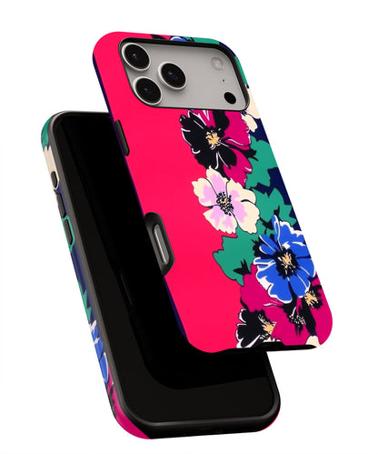 Double-Layer Semi-Handprinted Tough Matte Flowers iPhone Case