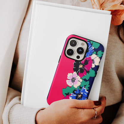 Double-Layer Semi-Handprinted Tough Matte Flowers iPhone Case