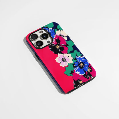 Double-Layer Semi-Handprinted Tough Matte Flowers iPhone Case