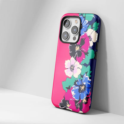 Double-Layer Semi-Handprinted Tough Matte Flowers iPhone Case