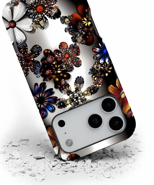 Double-Layer Semi-Handprinted Tough Matte Flowers iPhone Case