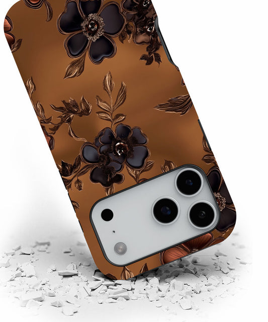 Double-Layer Semi-Handprinted Tough Matte Flowers iPhone Case