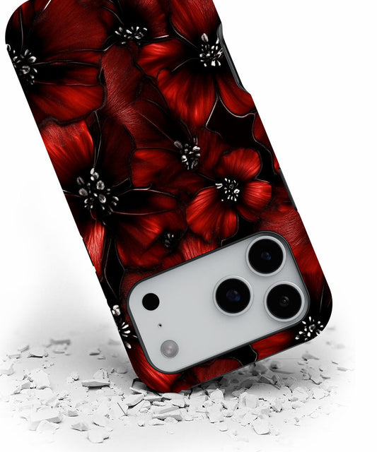 Double-Layer Semi-Handprinted Tough Matte Flowers iPhone Case