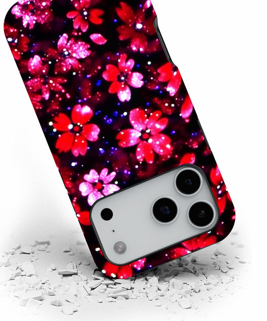 Double-Layer Semi-Handprinted Tough Matte Flowers iPhone Case