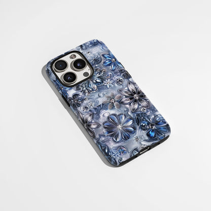Double-Layer Semi-Handprinted Tough Matte Flowers iPhone Case