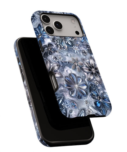 Double-Layer Semi-Handprinted Tough Matte Flowers iPhone Case