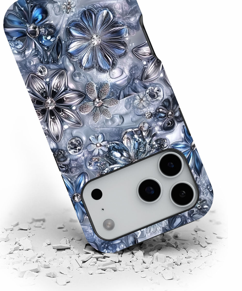 Double-Layer Semi-Handprinted Tough Matte Flowers iPhone Case
