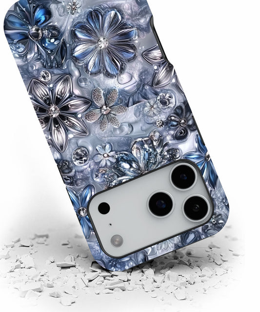 Double-Layer Semi-Handprinted Tough Matte Flowers iPhone Case