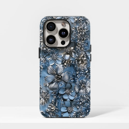 Double-Layer Semi-Handprinted Tough Matte Flowers iPhone Case