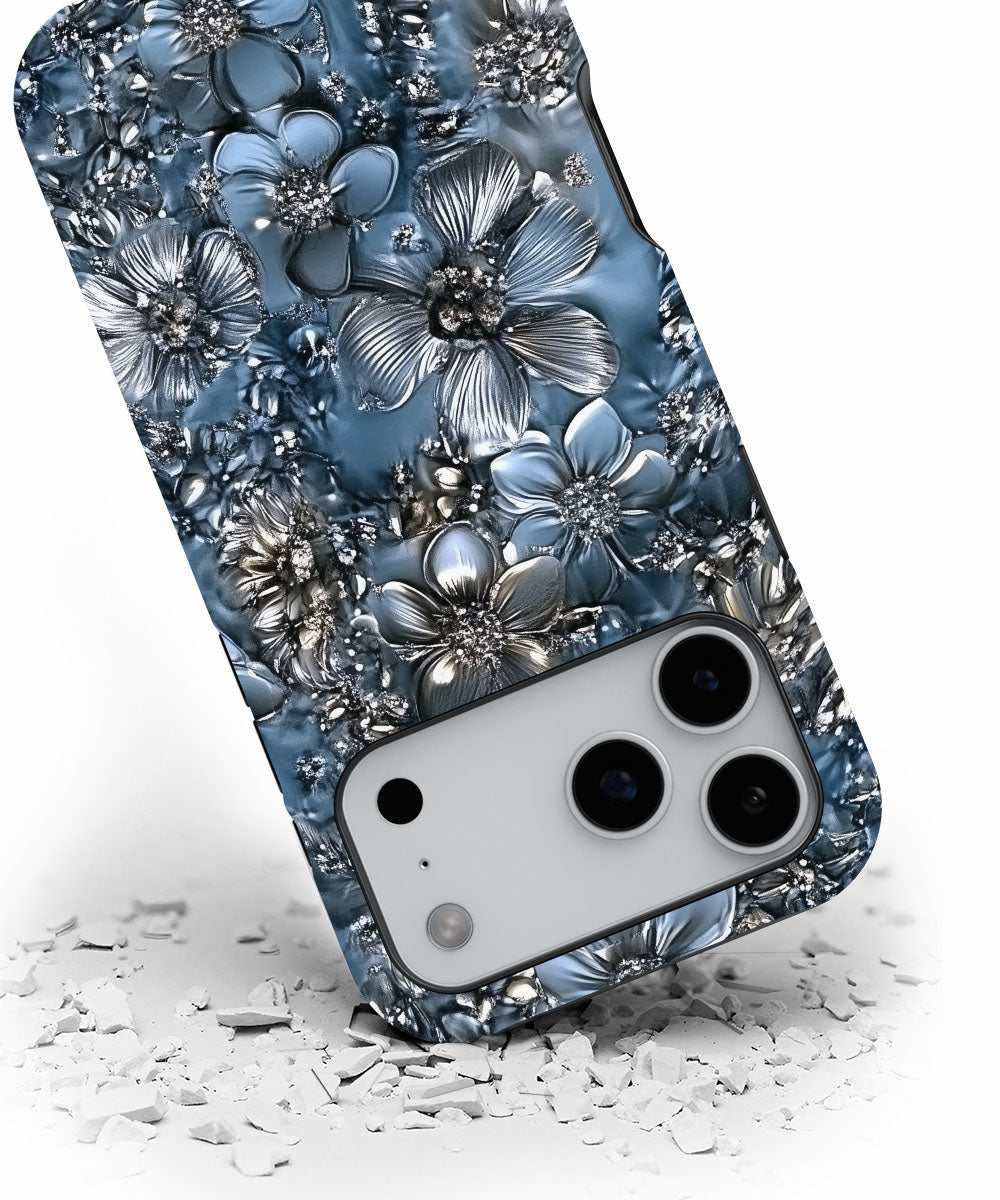 Double-Layer Semi-Handprinted Tough Matte Flowers iPhone Case