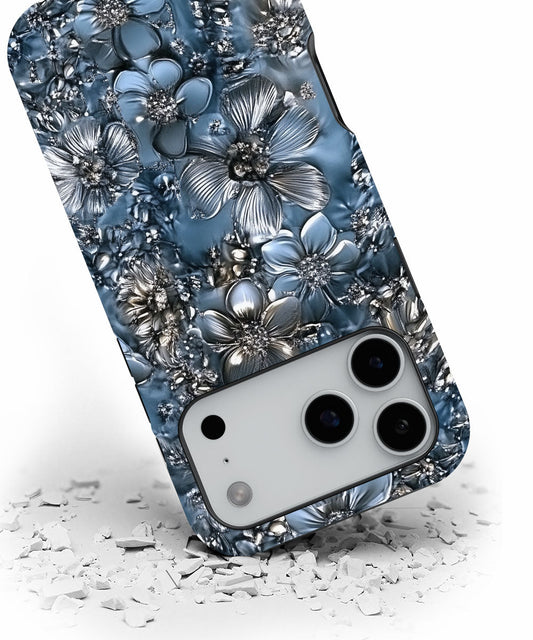 Double-Layer Semi-Handprinted Tough Matte Flowers iPhone Case
