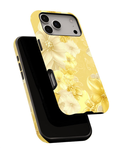 Double-Layer Semi-Handprinted Tough Matte Flowers iPhone Case