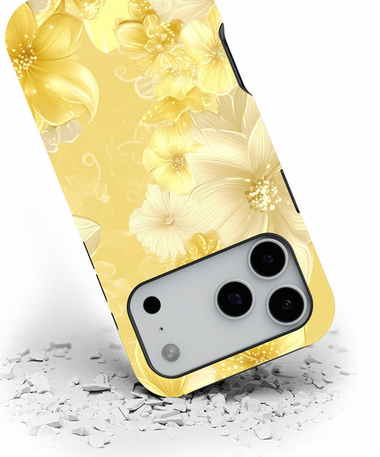 Double-Layer Semi-Handprinted Tough Matte Flowers iPhone Case