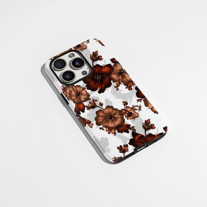 Double-Layer Semi-Handprinted Tough Matte Flowers iPhone Case