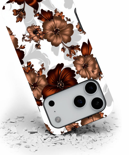 Double-Layer Semi-Handprinted Tough Matte Flowers iPhone Case
