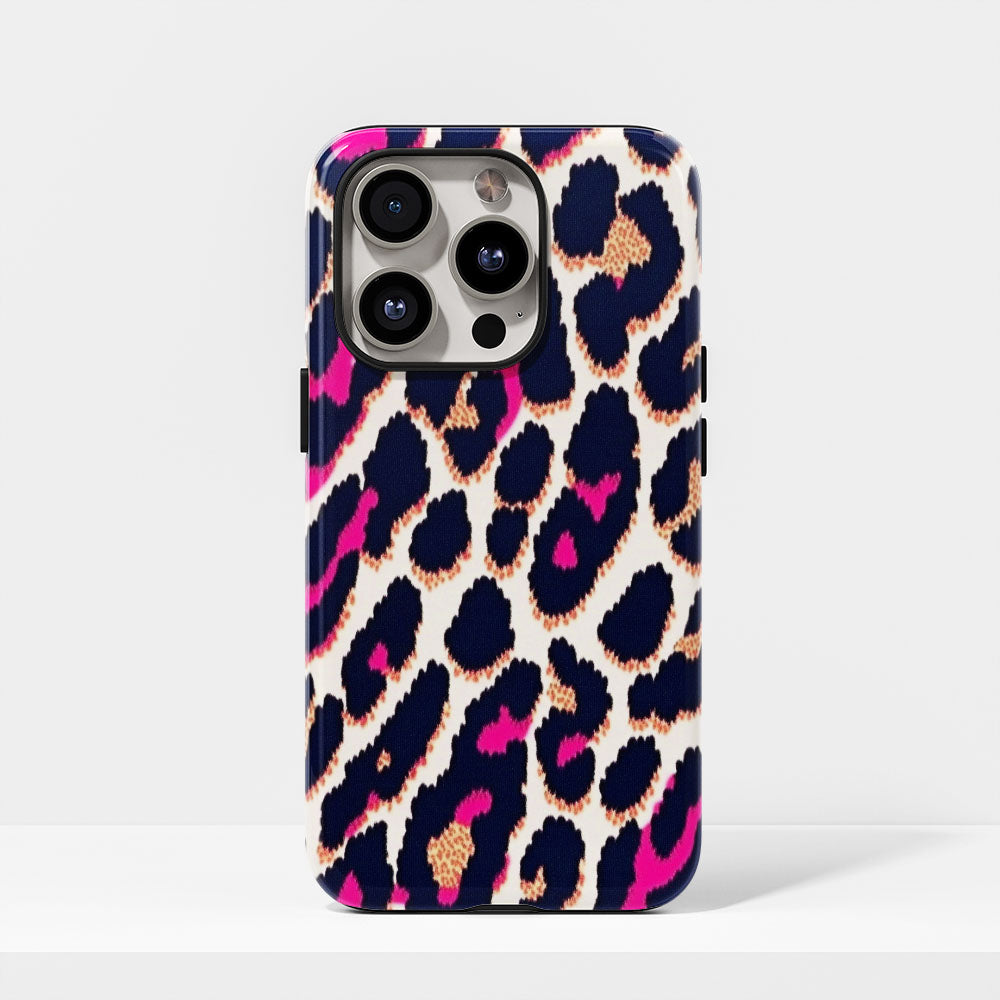 Double-Layer Semi-Handprinted Tough Matte Leopard Print iPhone Case