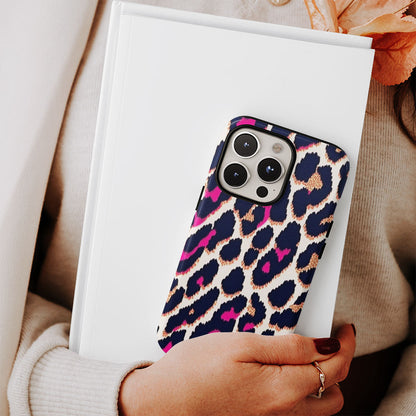 Double-Layer Semi-Handprinted Tough Matte Leopard Print iPhone Case