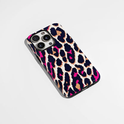 Double-Layer Semi-Handprinted Tough Matte Leopard Print iPhone Case