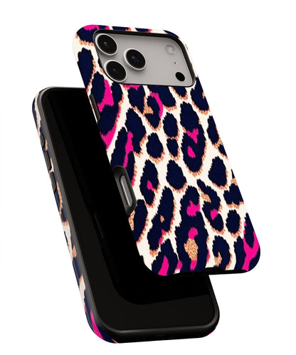 Double-Layer Semi-Handprinted Tough Matte Leopard Print iPhone Case