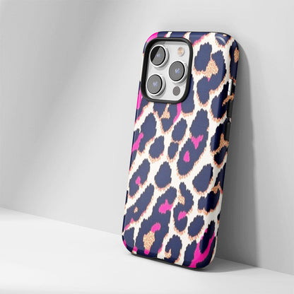 Double-Layer Semi-Handprinted Tough Matte Leopard Print iPhone Case