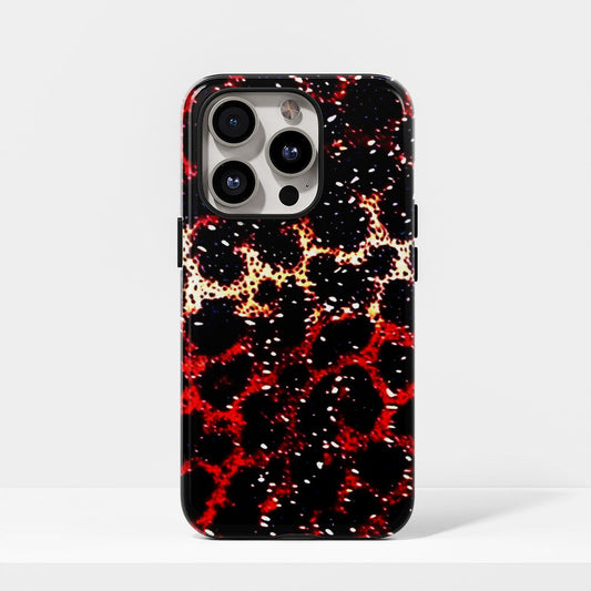 Double-Layer Semi-Handprinted Tough Matte Leopard Print iPhone Case