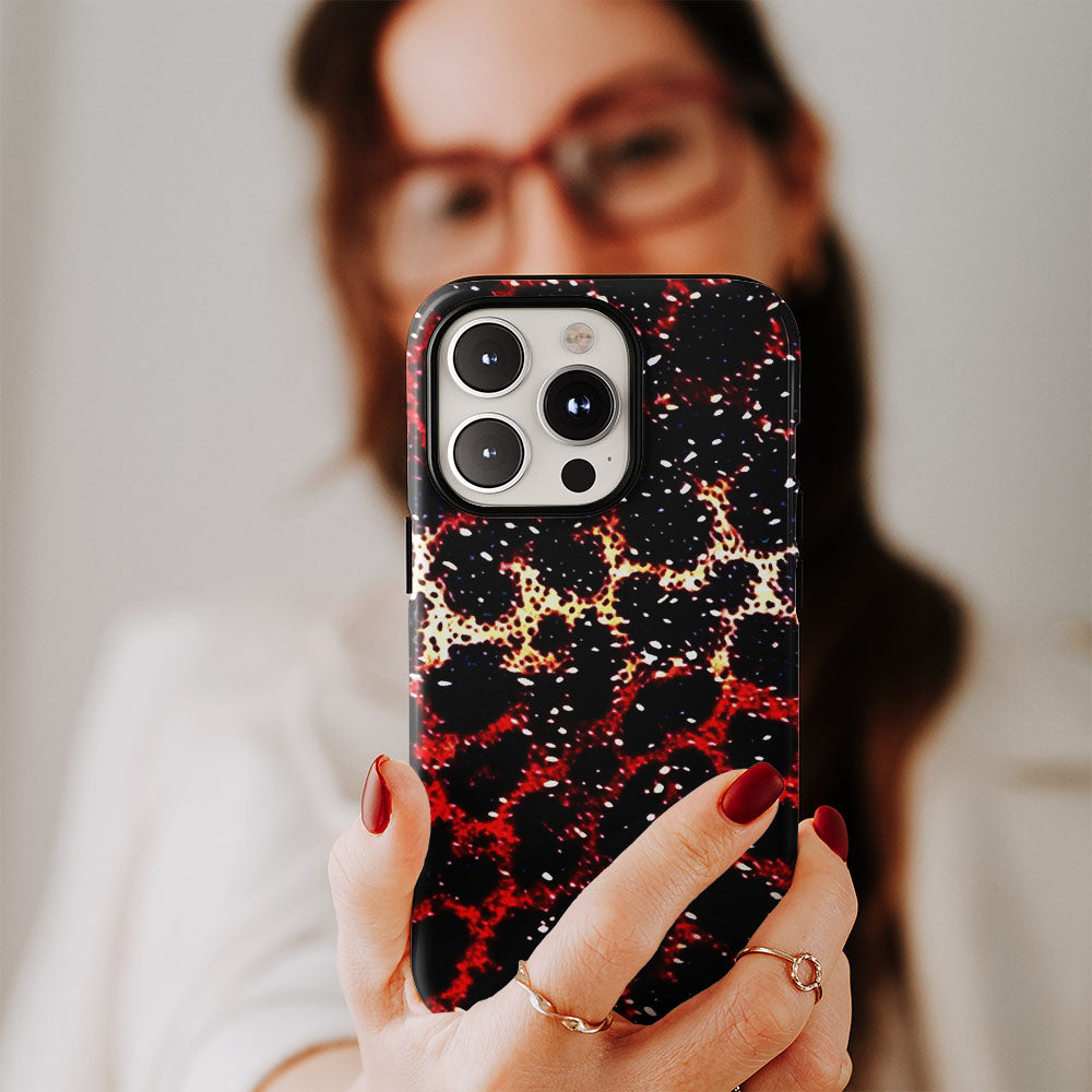 Double-Layer Semi-Handprinted Tough Matte Leopard Print iPhone Case