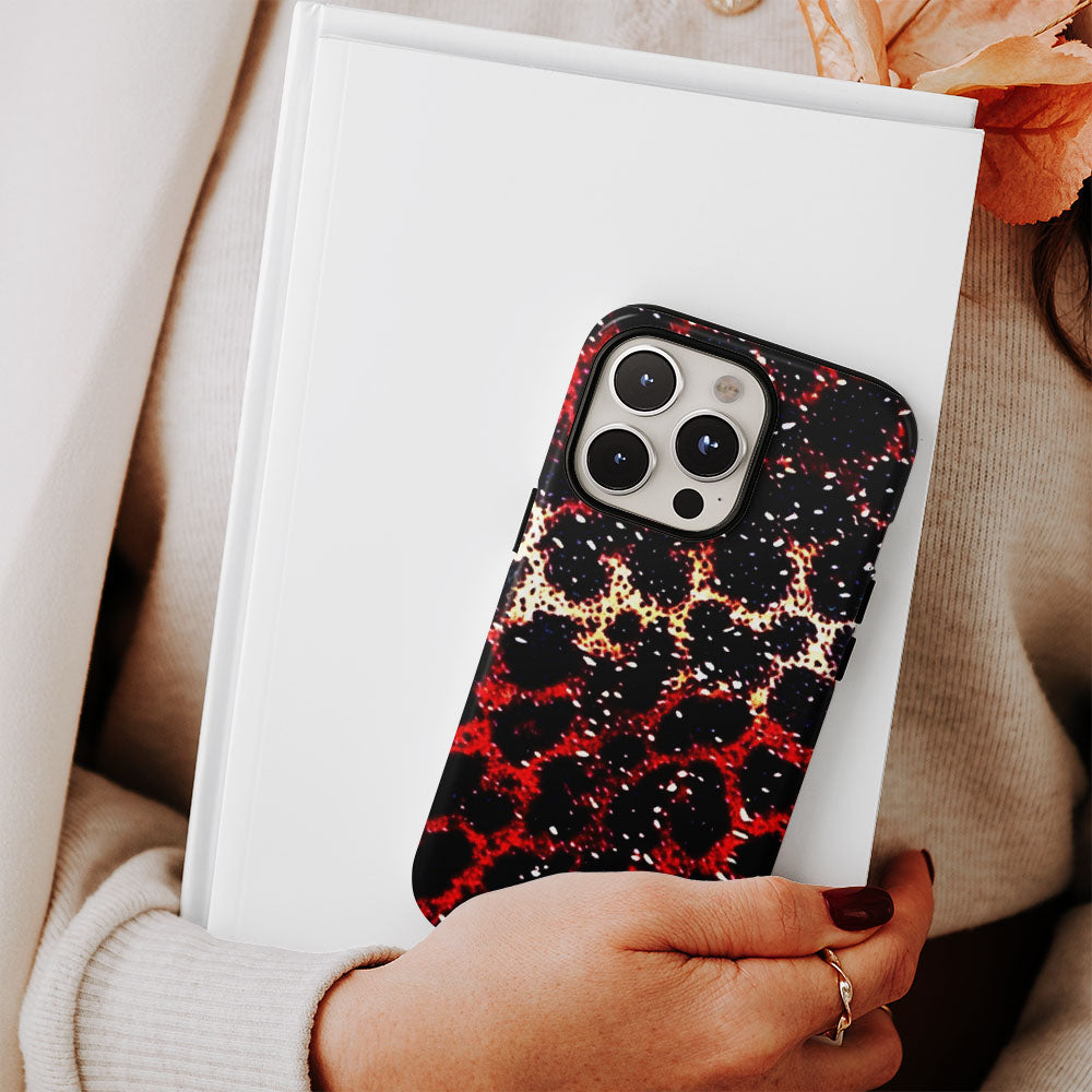 Double-Layer Semi-Handprinted Tough Matte Leopard Print iPhone Case