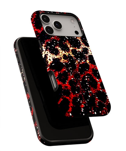 Double-Layer Semi-Handprinted Tough Matte Leopard Print iPhone Case
